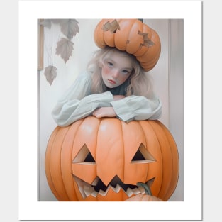 Halloween Pumpkin Girl Posters and Art